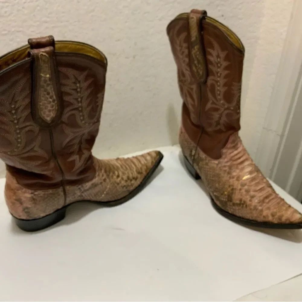 Tenampa Women's animal print Piel leather Boots USA Sz 7.5 (24.5)